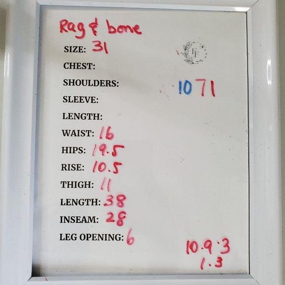 Rag & Bone Fit 3 Slim Straight Leg Jeans Mens 31 (measures 32 x 28) Midrise - Picture 9 of 9